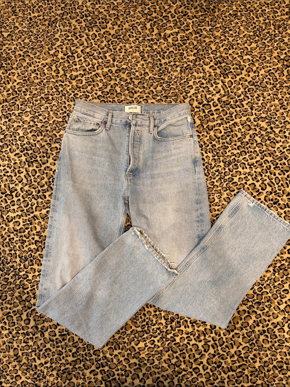 Agolde Pale Blue High-Rise Straight Jeans